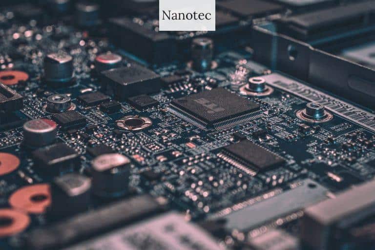 macro photography of black circuit board